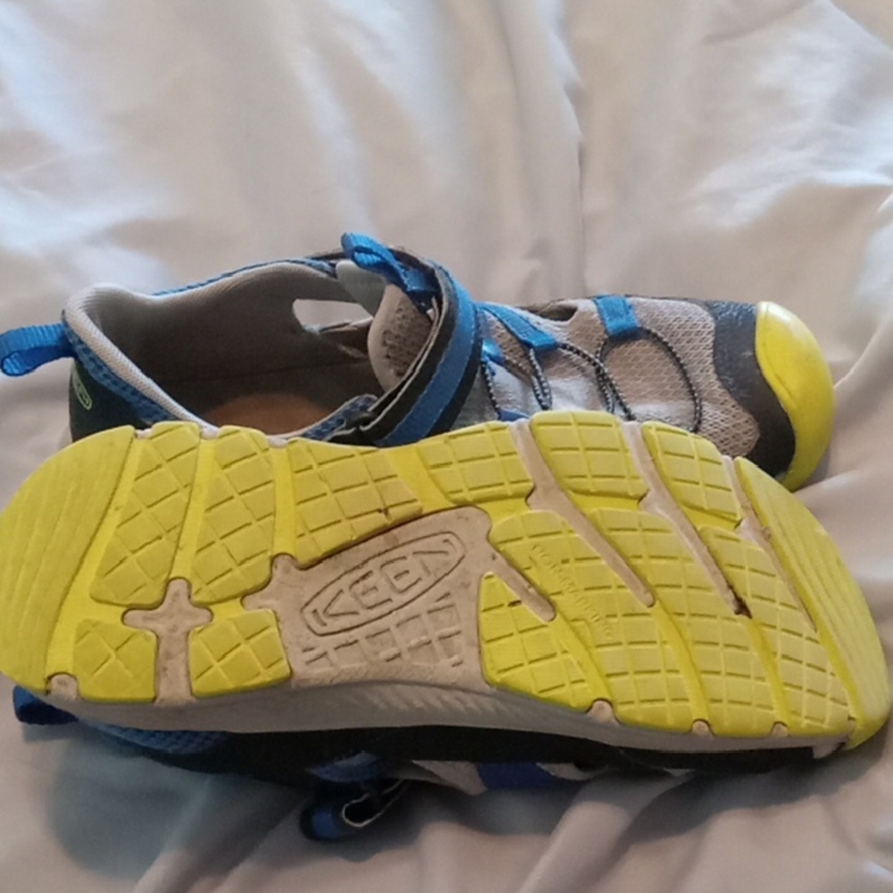 Keen Blue and Yellow Sneakers with Unique Lacing System